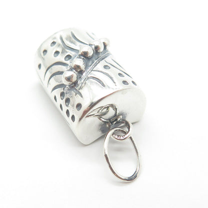 925 Sterling Silver Vintage Beaded Tube Charm Pendant