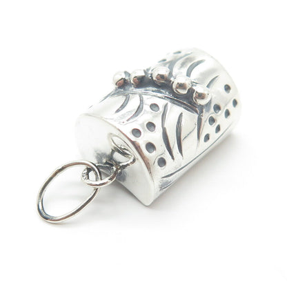 925 Sterling Silver Vintage Beaded Tube Charm Pendant