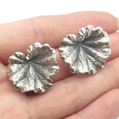 925 Sterling Silver Vintage Leaf Clip On Earrings