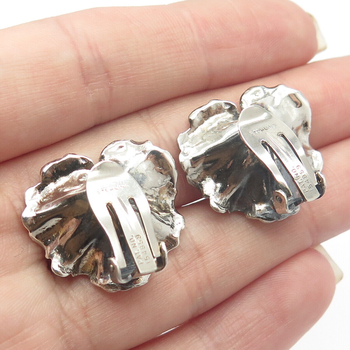 925 Sterling Silver Vintage Leaf Clip On Earrings