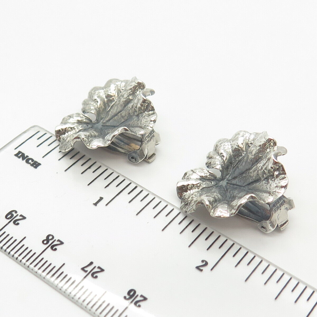 925 Sterling Silver Vintage Leaf Clip On Earrings