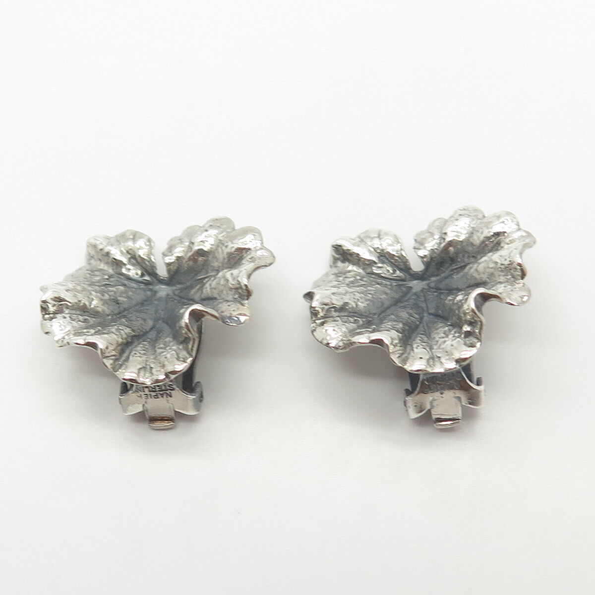 925 Sterling Silver Vintage Leaf Clip On Earrings