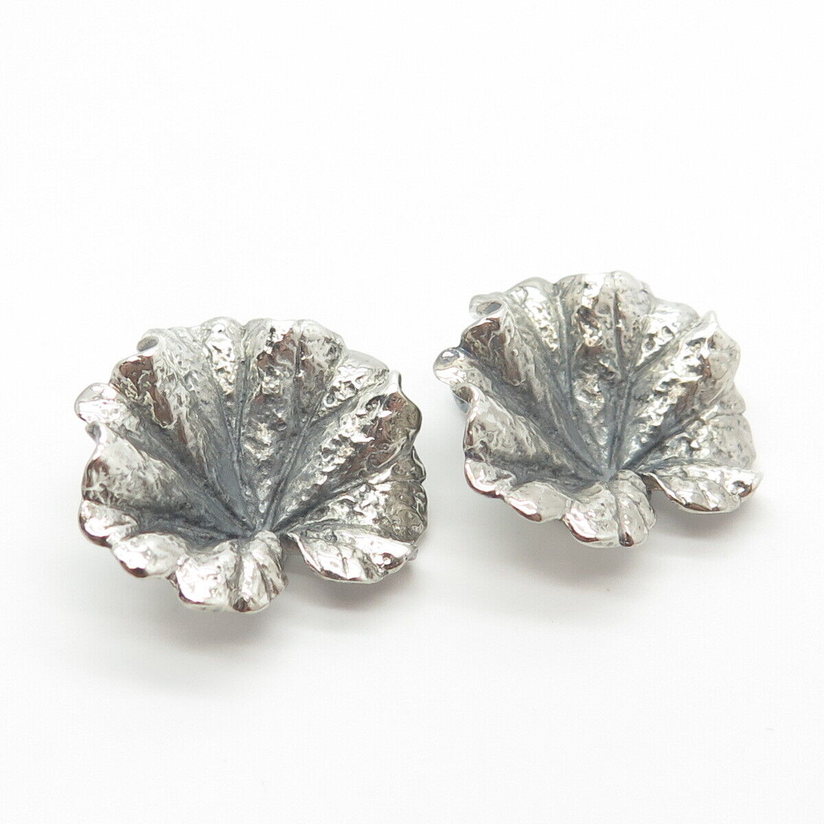 925 Sterling Silver Vintage Leaf Clip On Earrings