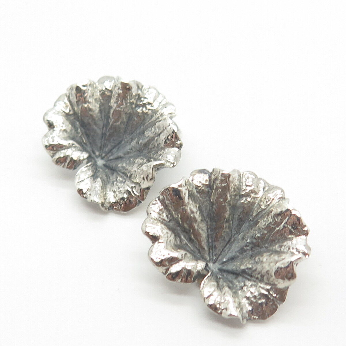 925 Sterling Silver Vintage Leaf Clip On Earrings