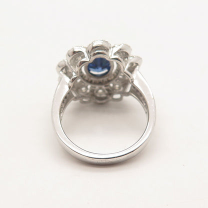 925 Sterling Silver PJC White & Blue C Z Ring Size 8