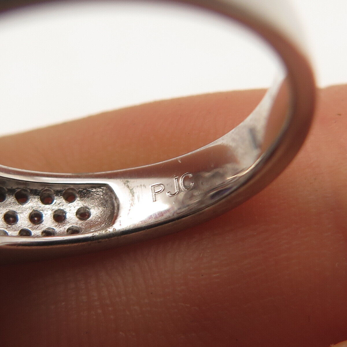 925 Sterling Silver PJC White & Blue C Z Ring Size 8