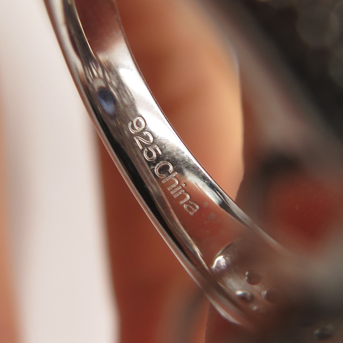 925 Sterling Silver PJC White & Blue C Z Ring Size 8