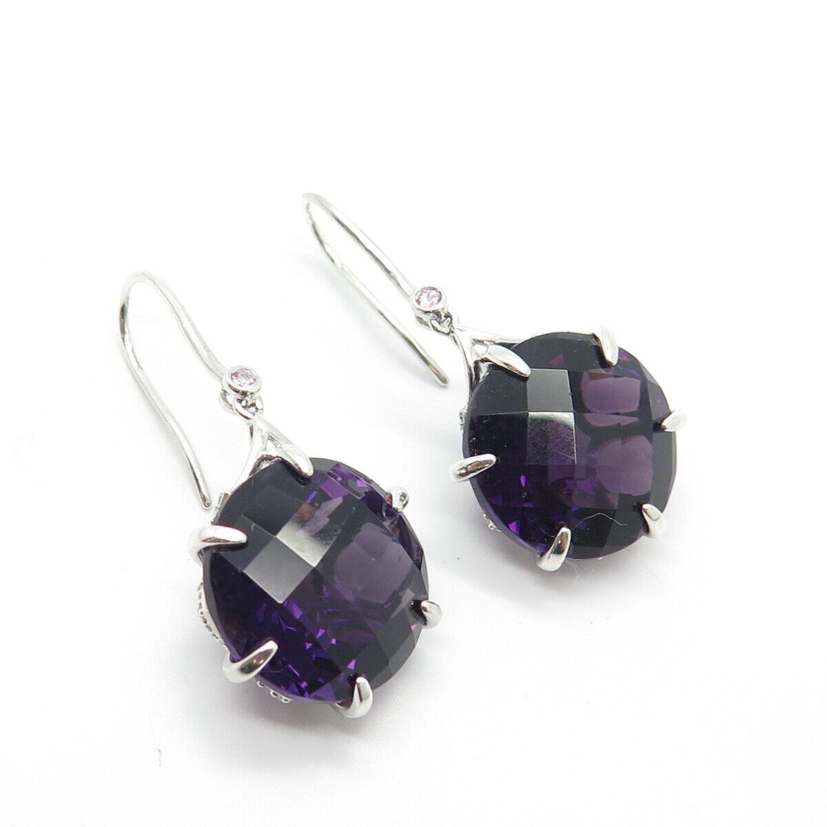 925 Sterling Silver Sai Krishna Real Amethyst & Topaz Gemstone Earrings