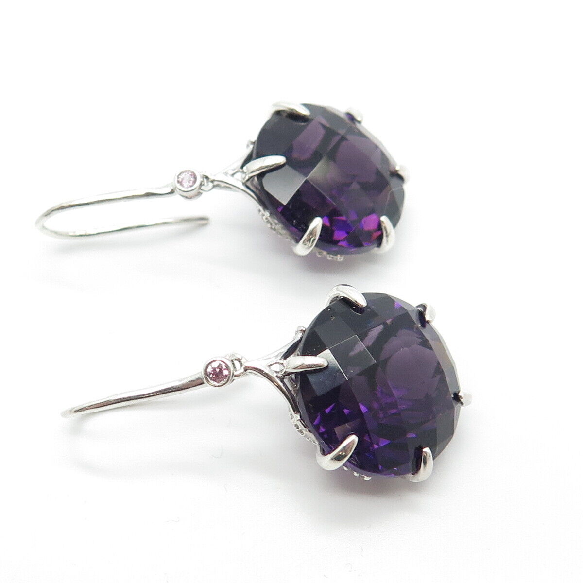 925 Sterling Silver Sai Krishna Real Amethyst & Topaz Gemstone Earrings