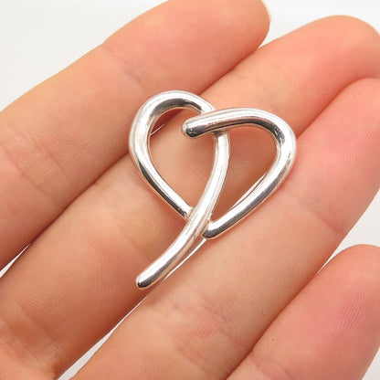 925 Sterling Silver Vintage Open Heart Slide Pendant