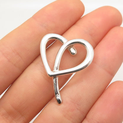 925 Sterling Silver Vintage Open Heart Slide Pendant