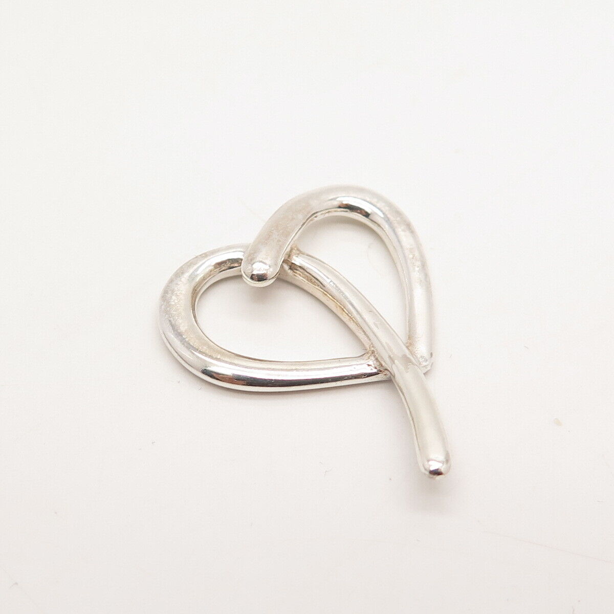 925 Sterling Silver Vintage Open Heart Slide Pendant