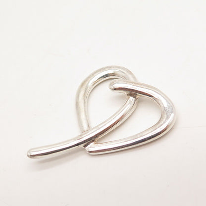 925 Sterling Silver Vintage Open Heart Slide Pendant