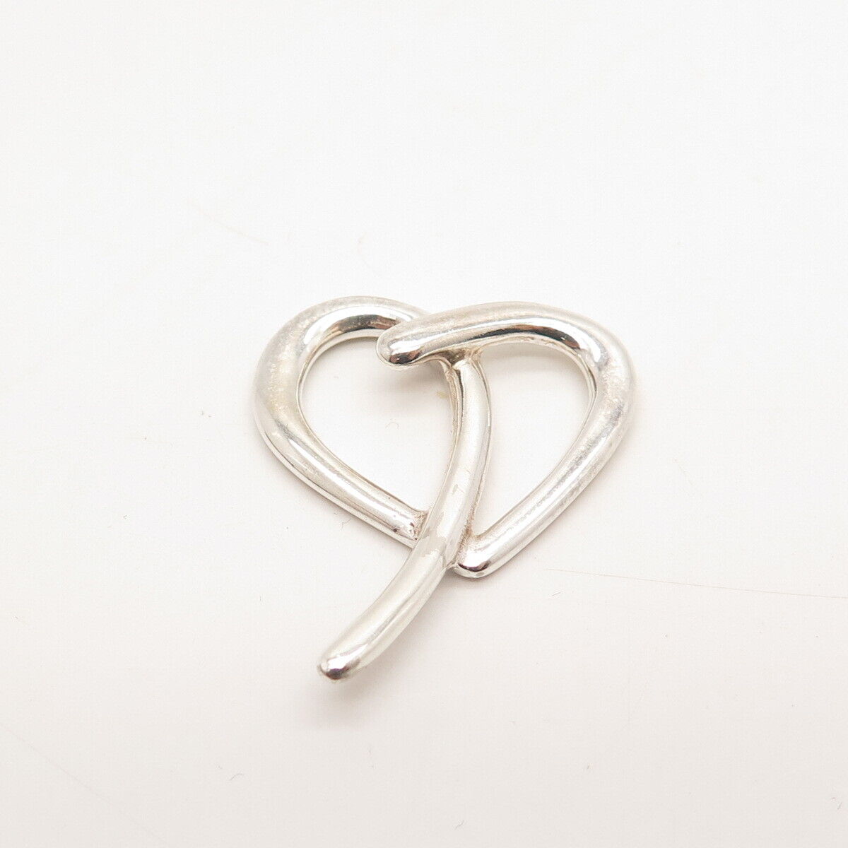 925 Sterling Silver Vintage Open Heart Slide Pendant