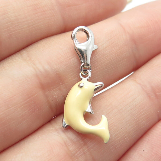 925 Sterling Silver Enamel Friendly Dolphin Charm Pendant