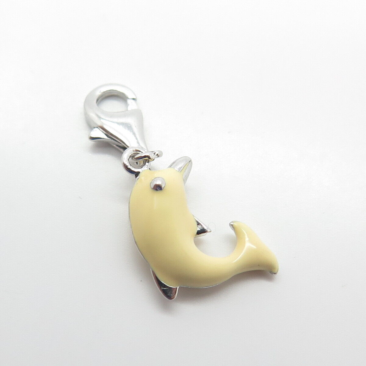 925 Sterling Silver Enamel Friendly Dolphin Charm Pendant