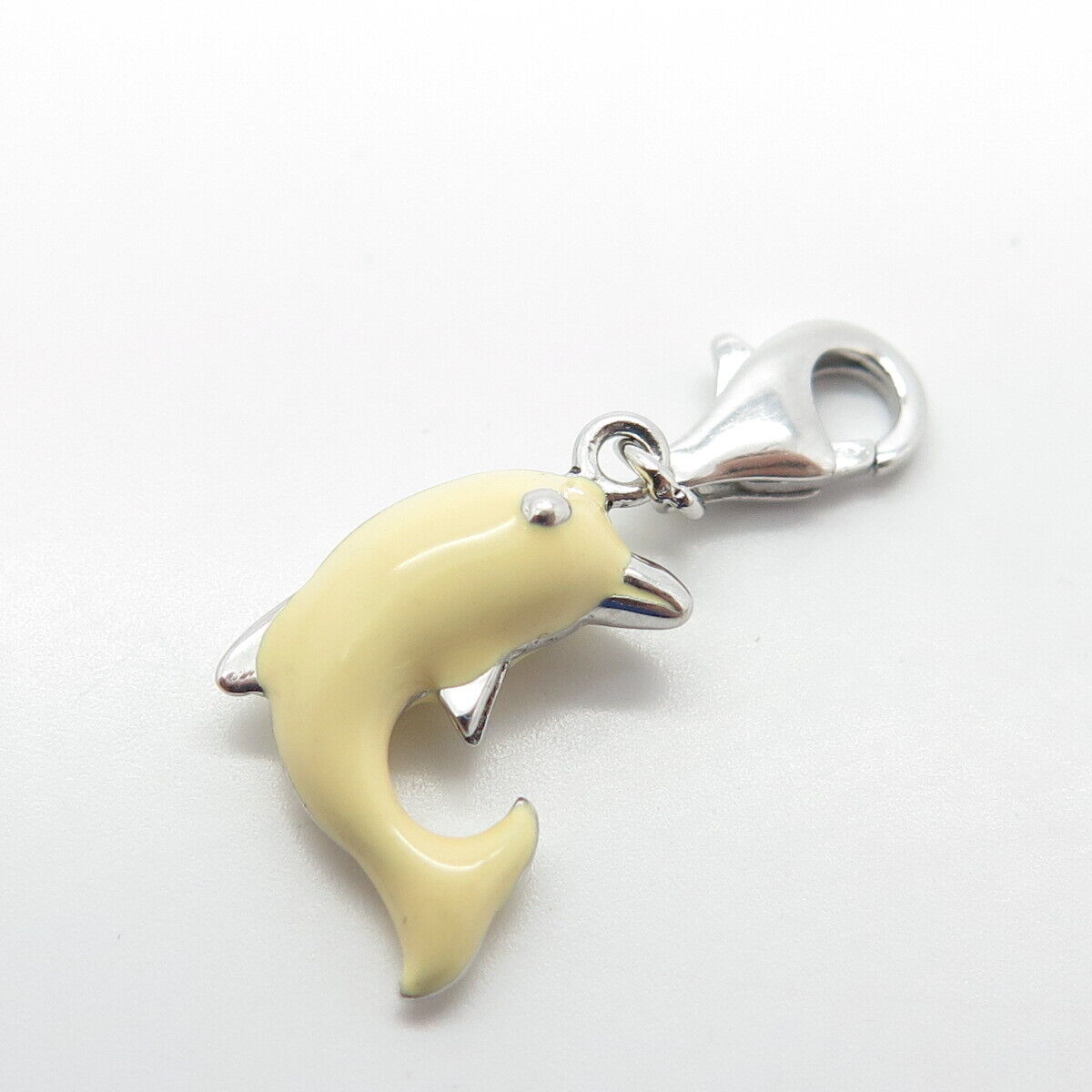 925 Sterling Silver Enamel Friendly Dolphin Charm Pendant