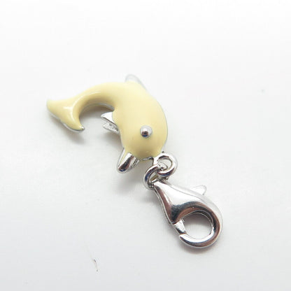 925 Sterling Silver Enamel Friendly Dolphin Charm Pendant