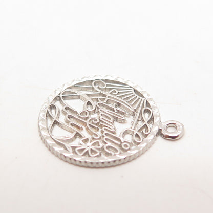 925 Sterling Silver Vintage RJL Atlantic City Floral Charm Pendant