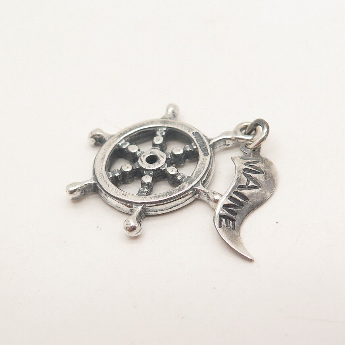 925 Sterling Silver Vintage Steering Wheel Charm Pendant