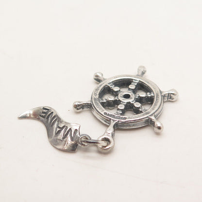 925 Sterling Silver Vintage Steering Wheel Charm Pendant