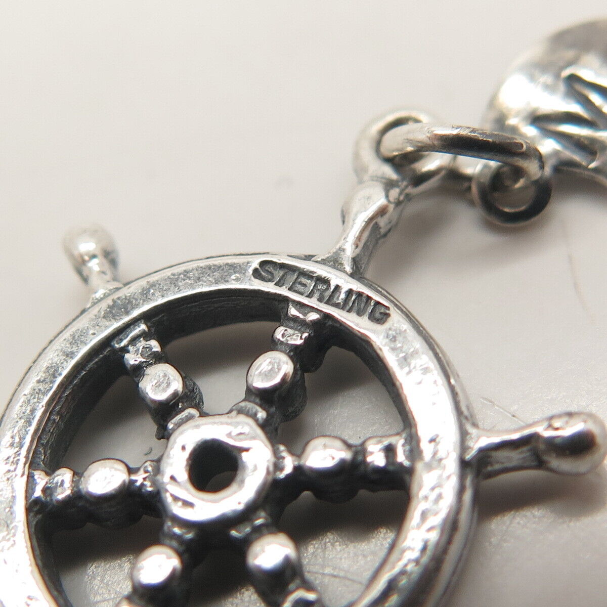 925 Sterling Silver Vintage Steering Wheel Charm Pendant