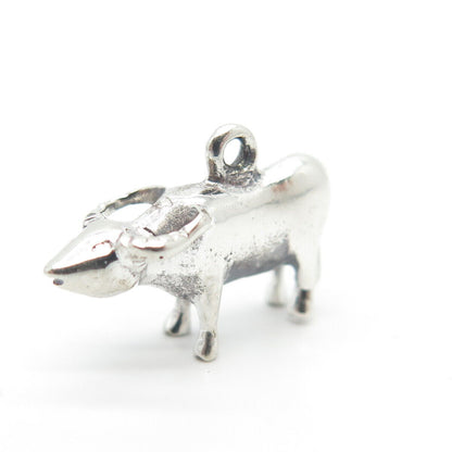 925 Sterling Silver Vintage Bull Charm Pendant