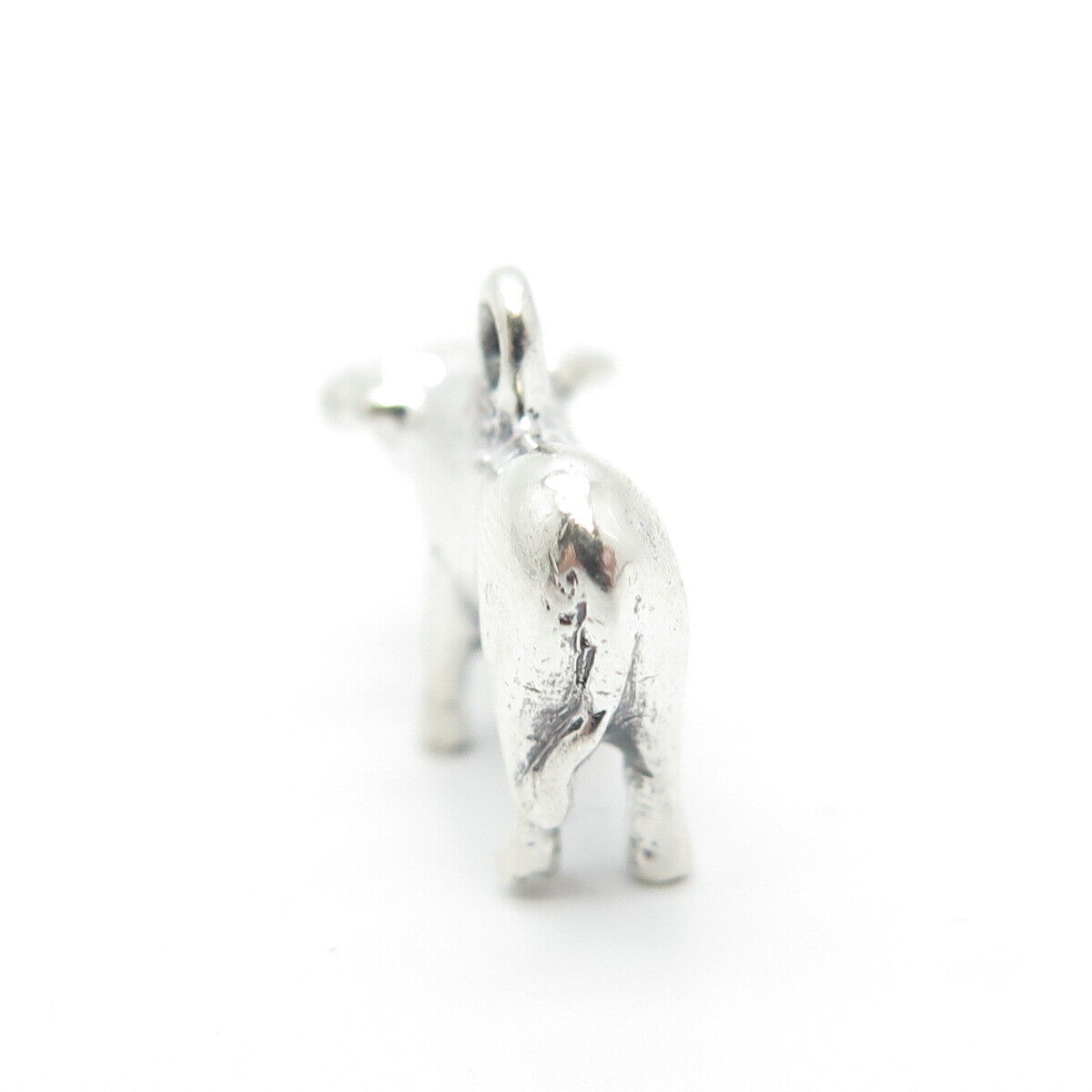 925 Sterling Silver Vintage Bull Charm Pendant