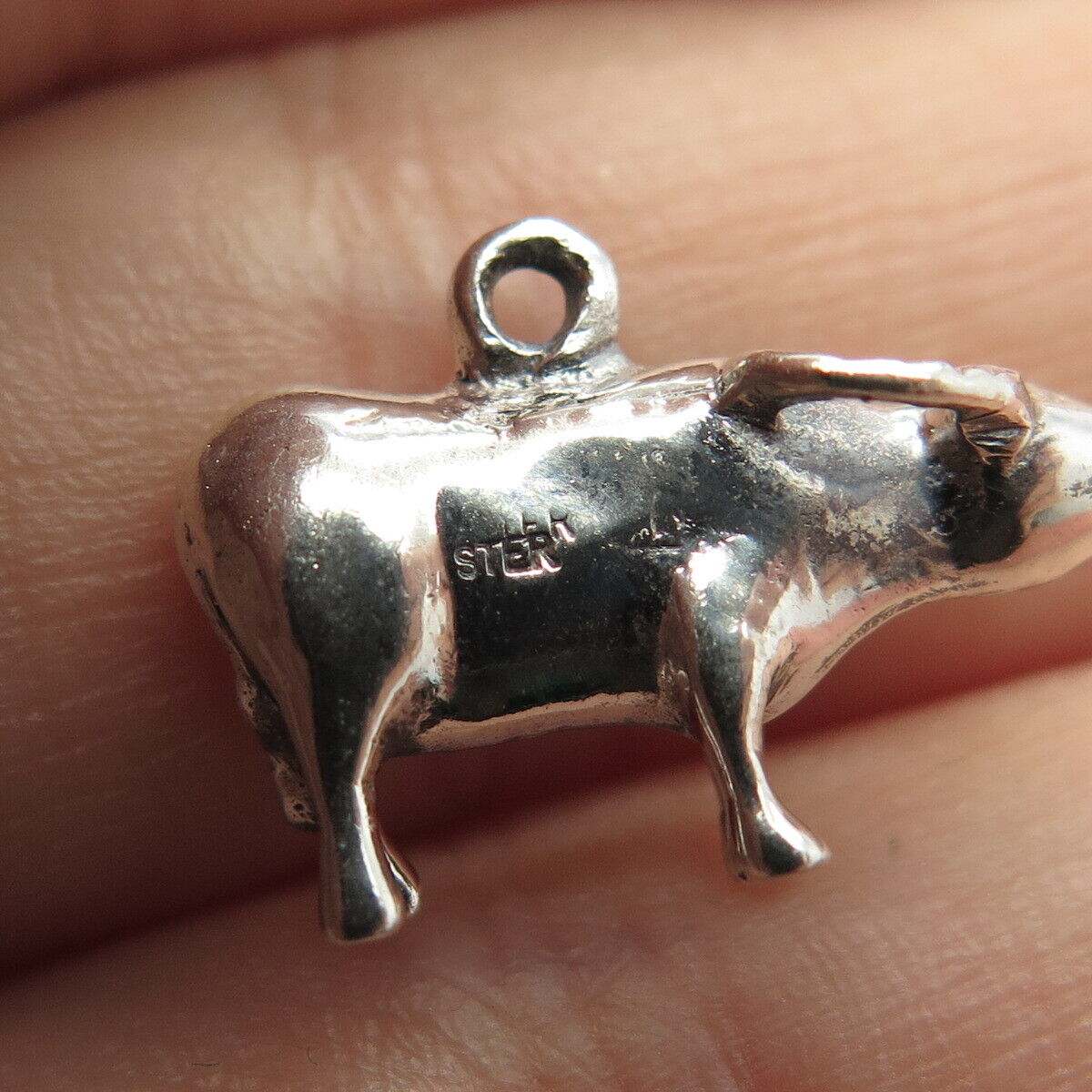 925 Sterling Silver Vintage Bull Charm Pendant