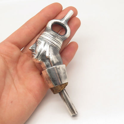 925 Sterling Silver Vintage Peru Tribal Face Wine Pourer