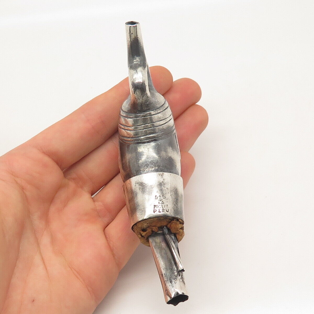 925 Sterling Silver Vintage Peru Tribal Face Wine Pourer