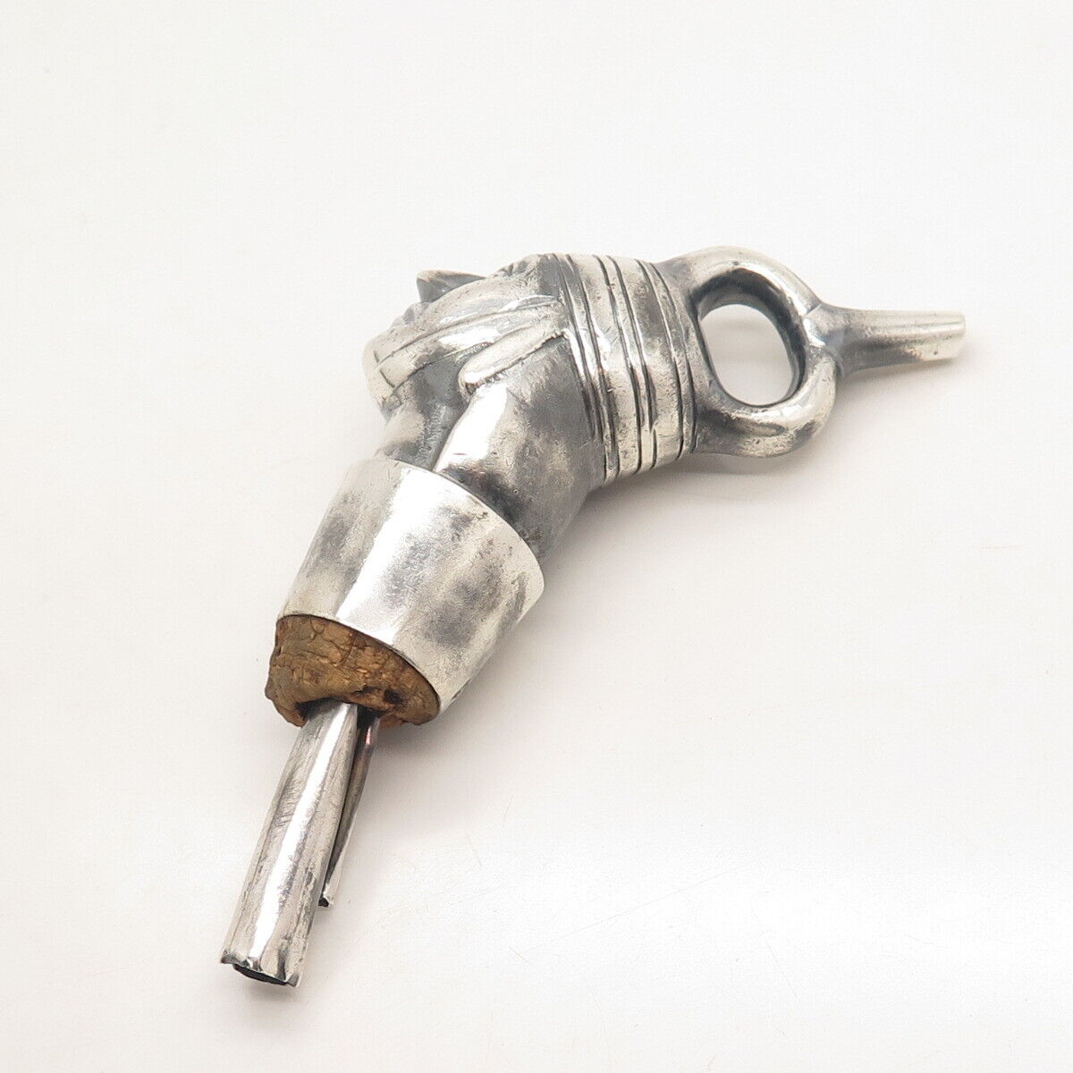 925 Sterling Silver Vintage Peru Tribal Face Wine Pourer