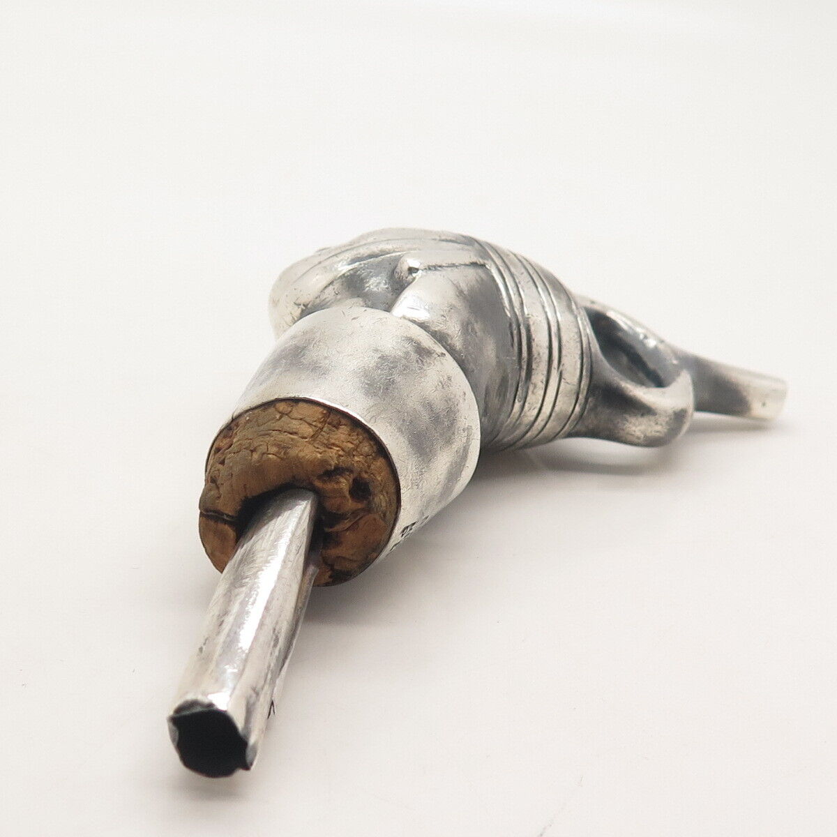 925 Sterling Silver Vintage Peru Tribal Face Wine Pourer