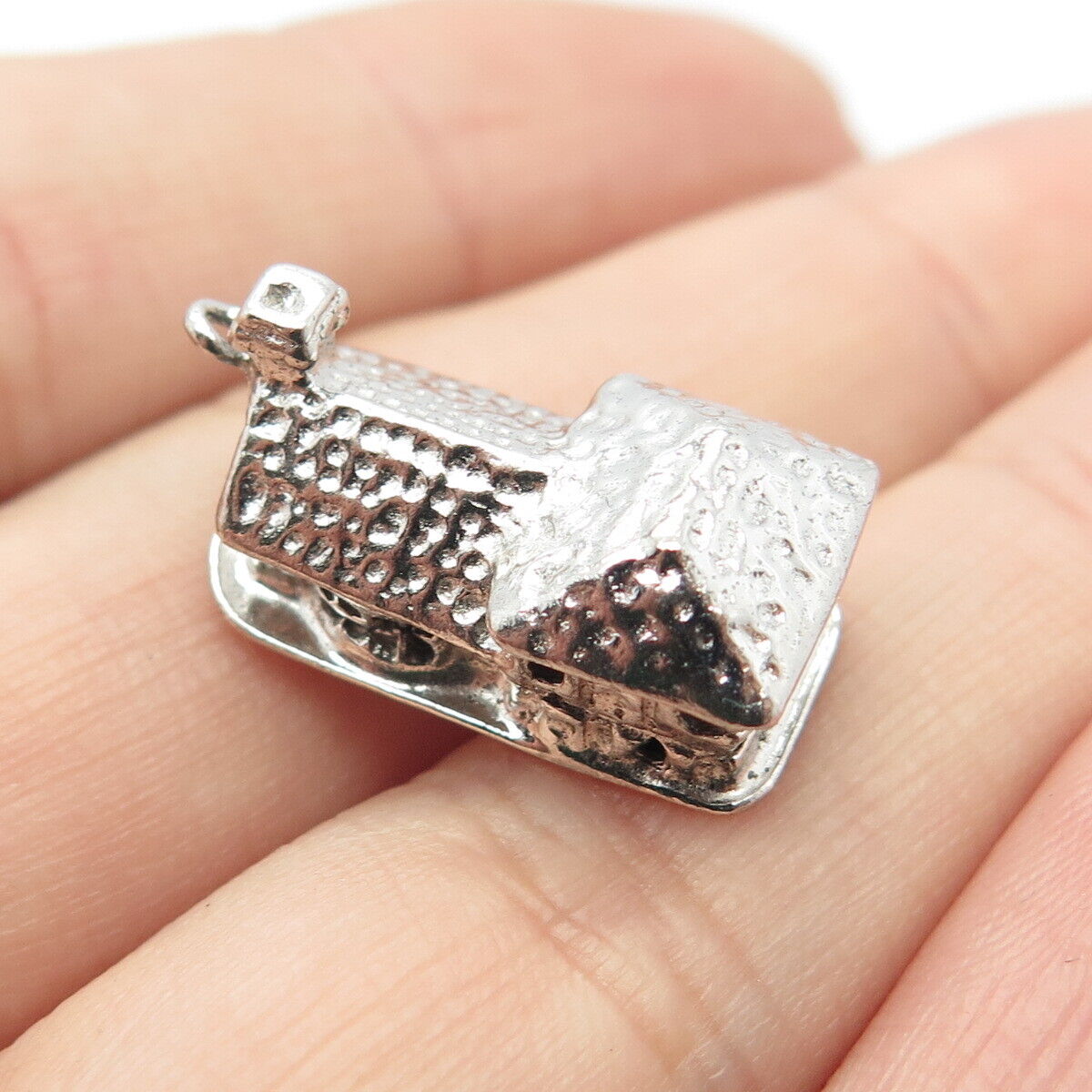 925 Sterling Silver Vintage Old House Charm Pendant