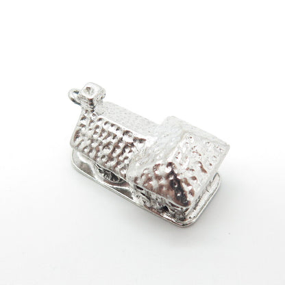 925 Sterling Silver Vintage Old House Charm Pendant