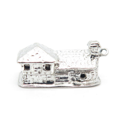 925 Sterling Silver Vintage Old House Charm Pendant