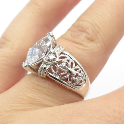 925 Sterling Silver C Z Ornate Ring Size 6.25