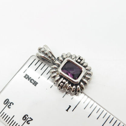 925 Sterling Silver Vintage Real Amethyst Gemstone Pendant