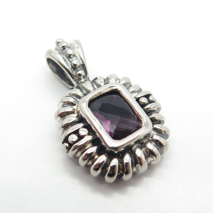 925 Sterling Silver Vintage Real Amethyst Gemstone Pendant