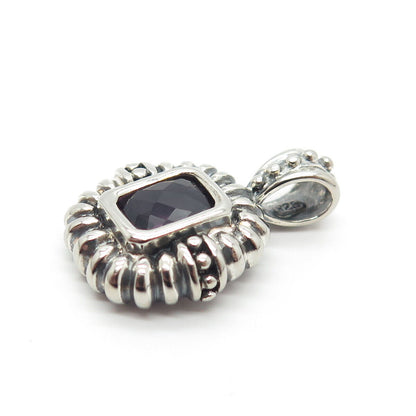 925 Sterling Silver Vintage Real Amethyst Gemstone Pendant