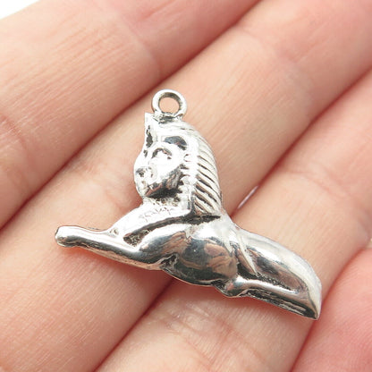 925 Sterling Silver Vintage Egyptian Sphinx 3D Pendant