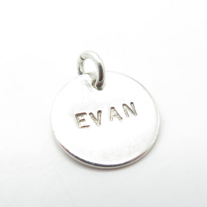 925 Sterling Silver Vintage "Evan" Personalized Charm Pendant