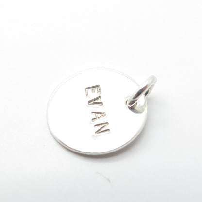 925 Sterling Silver Vintage "Evan" Personalized Charm Pendant