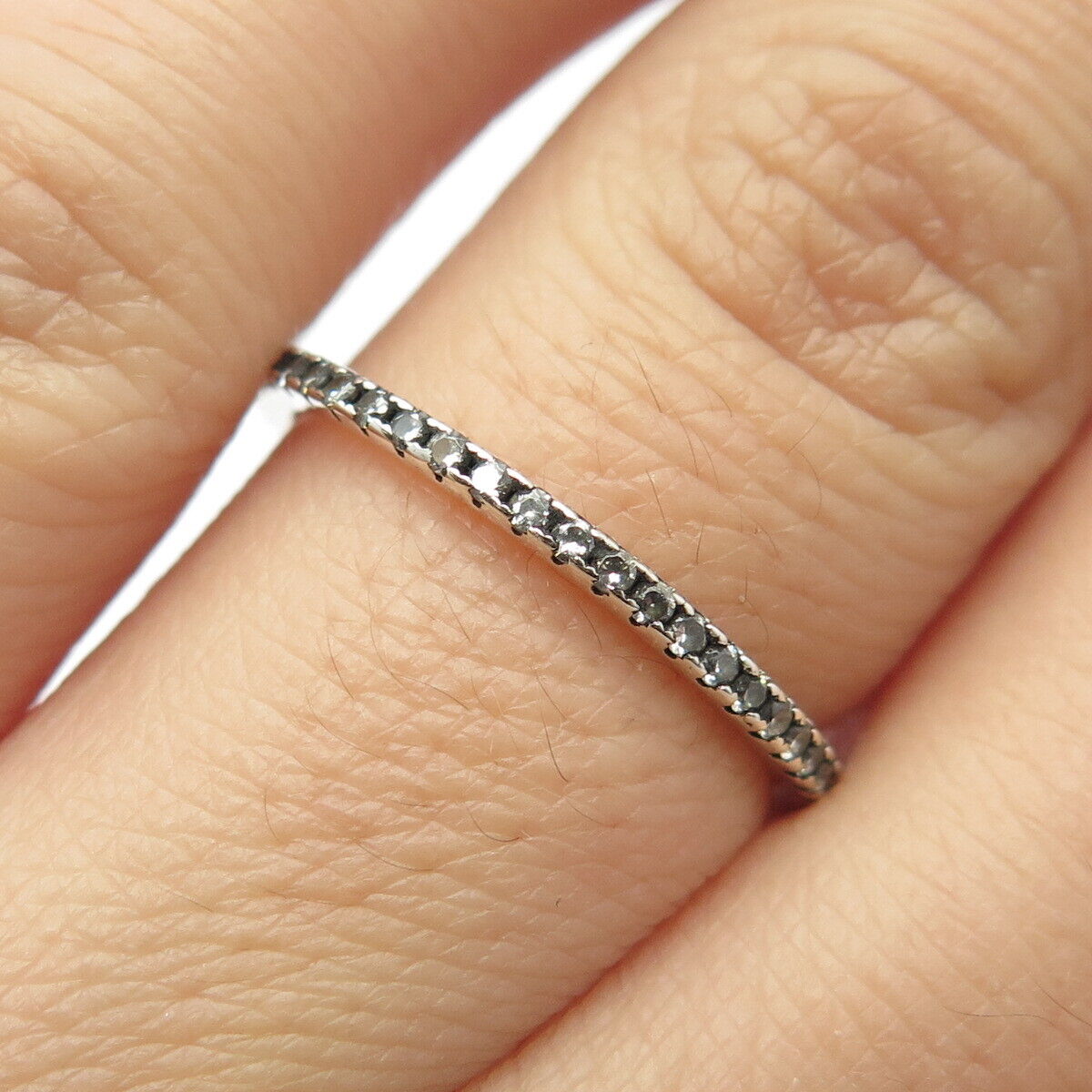 925 Sterling Silver C Z Eternity Ring Size 6.75