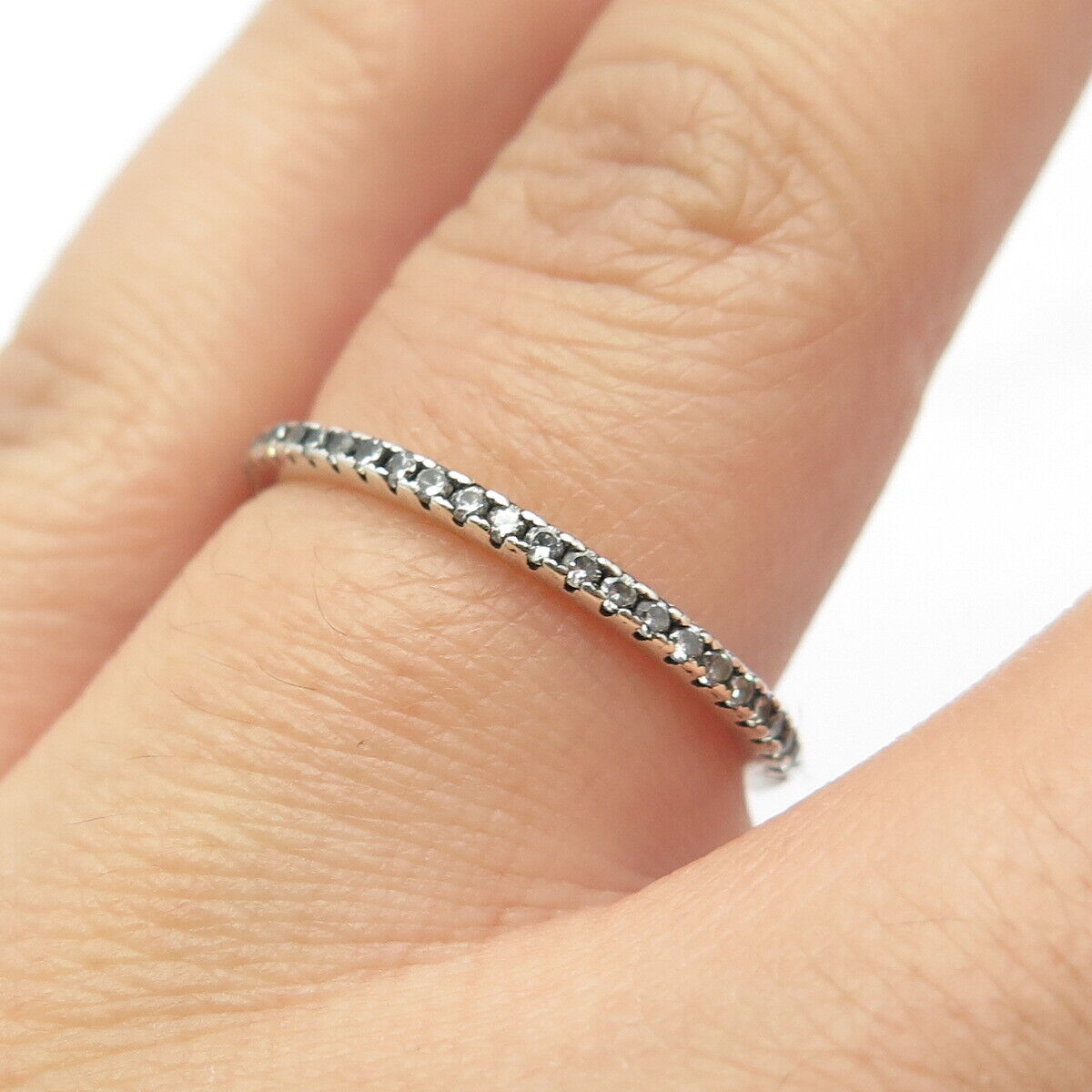 925 Sterling Silver C Z Eternity Ring Size 6.75