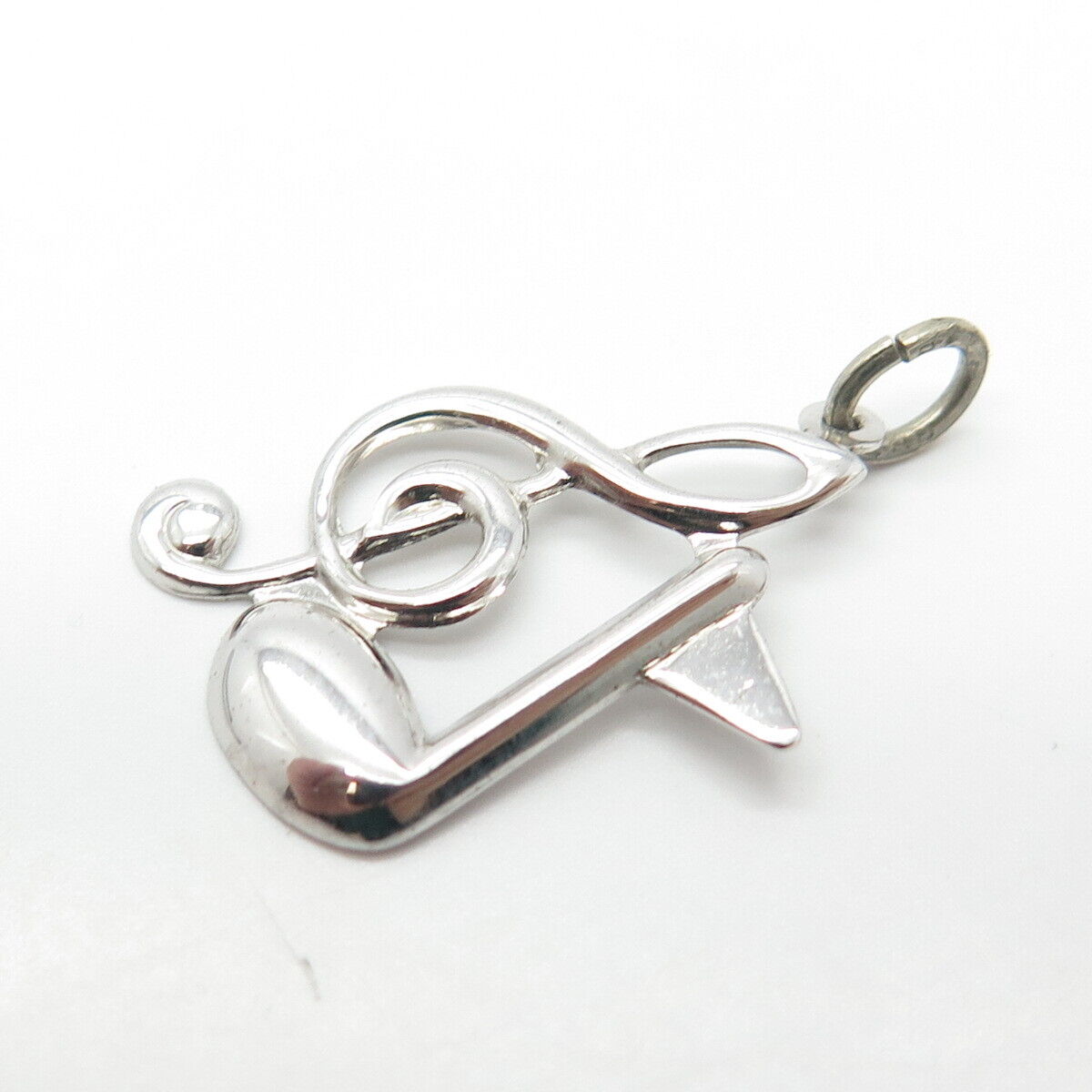 925 Sterling Silver Vintage Treble Clef & Note Pendant