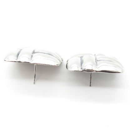 925 Sterling Silver Vintage Ribbed Square Earrings