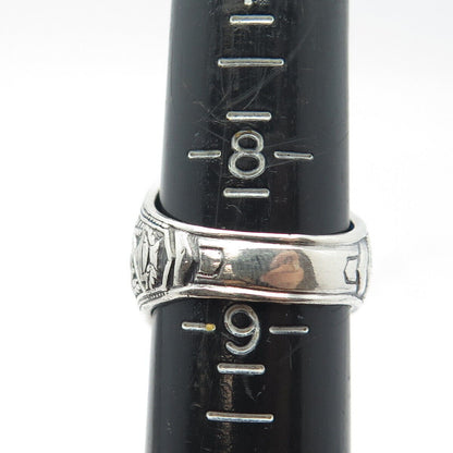 925 Sterling Silver Vintage Reed & Co Glass 1974 "John Dwyer" Ring Size 8.75