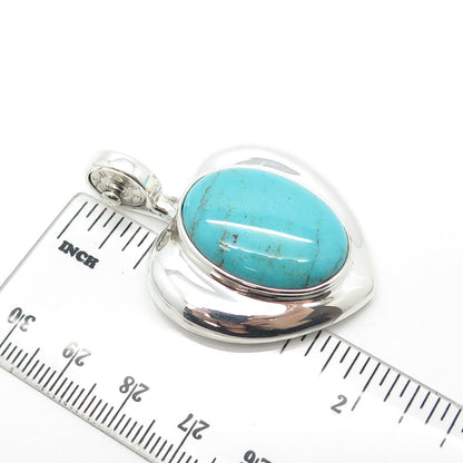 925 Sterling Silver Vintage J. Esposito Real Turquoise Gemstone Heart Pendant