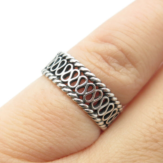 925 Sterling Silver Filigree Braided Band Ring Size 5